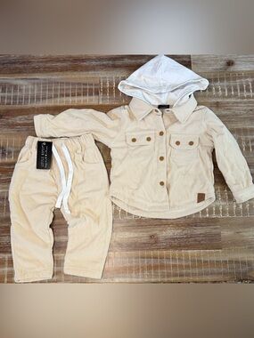 Little Bipsy matching set lined joggers and button jacket size 12-18 months